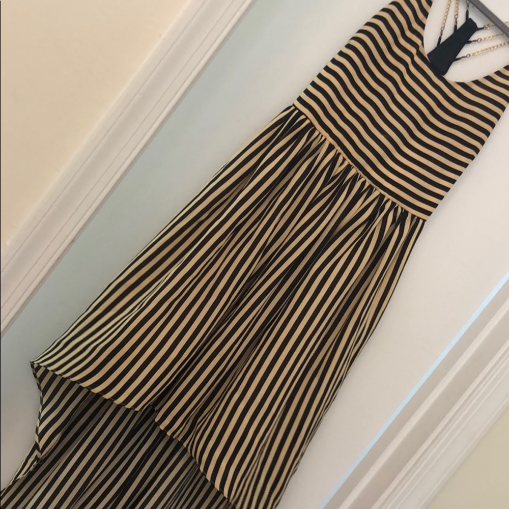 Cream and black high low dress